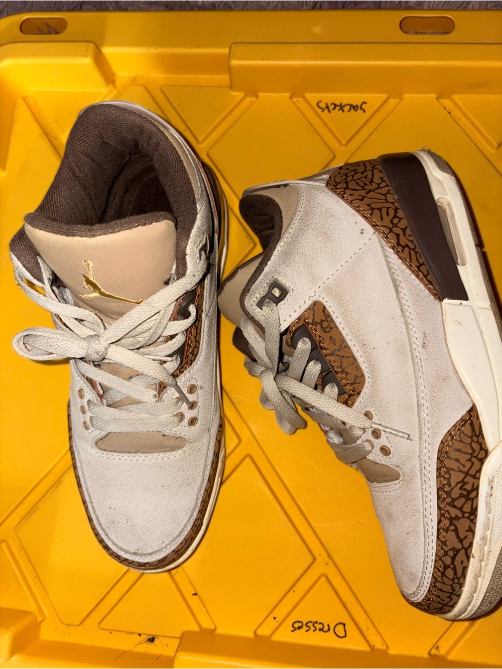 Jordan Light Gray Suede Sneakers with Brown Trim
